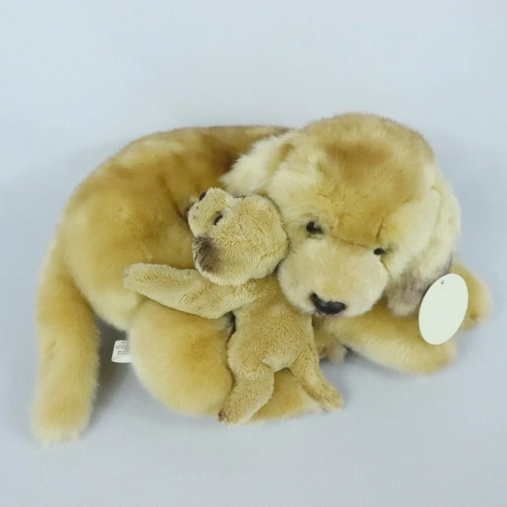 Ducks Unlimited Demdaco Yellow Golden Retriever Plush Mother and Puppy Dog NEW